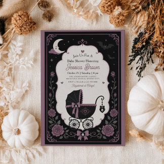 Convite de Chá de Bebê de Halloween Elegante com C