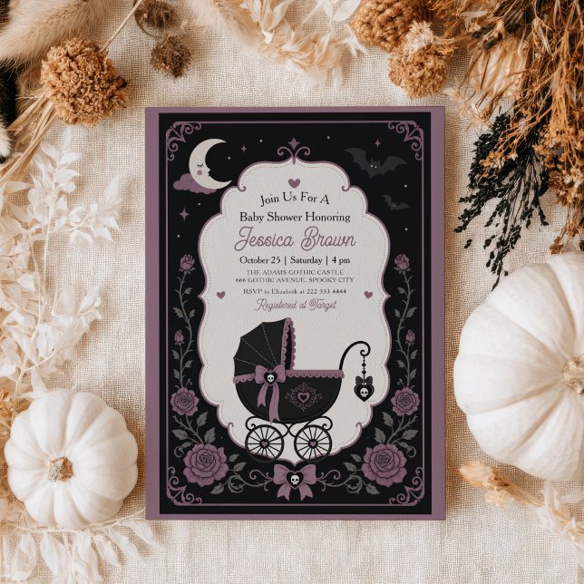 Convite de Chá de Bebê de Halloween Elegante com C (Criador carregado)