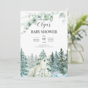 Convite de chá de bebê de inverno Mamãe Urso Baby