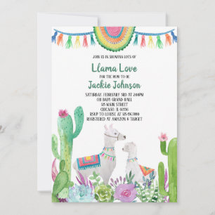 Convite de Chá de Bebê de Lhama