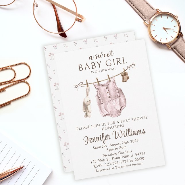 Convite de chá de bebê de menina vintage (Criador carregado)