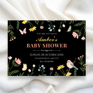 Convite de chá de bebê de primavera floral em aqua