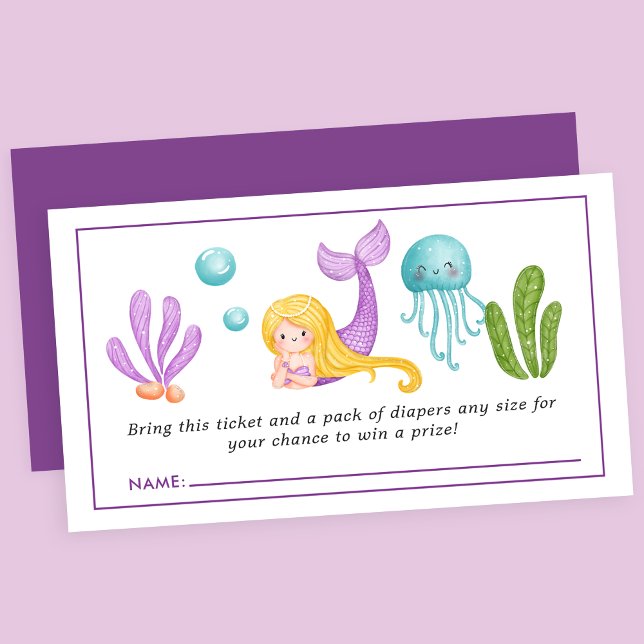 Convite de Chá de Bebê Diaper Raffle En Mermaid Un (Criador carregado)