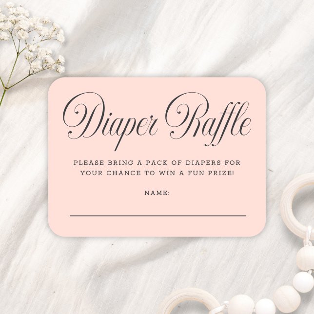 Convite de Chá de Bebê Diaper Raffle Rosa Elegante (Criador carregado)