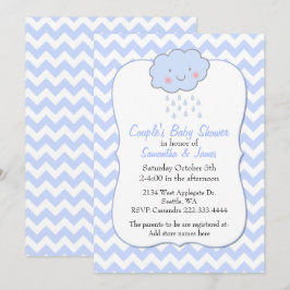 Convite de Chá de Bebê do Casal Blue Chevron