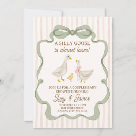 Convite de Chá de Bebê do Ganso Bobo com Faixa Ros