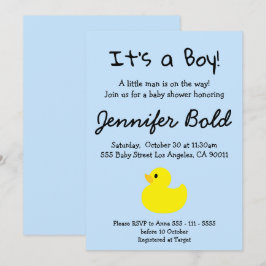Convite de Chá de Bebê do Menino Pato Amarelo