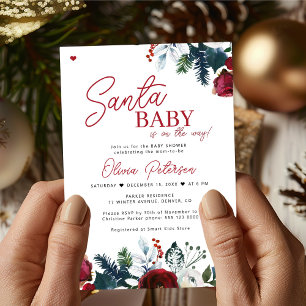 Convite de chá de bebê do Papai Noel vermelho de N