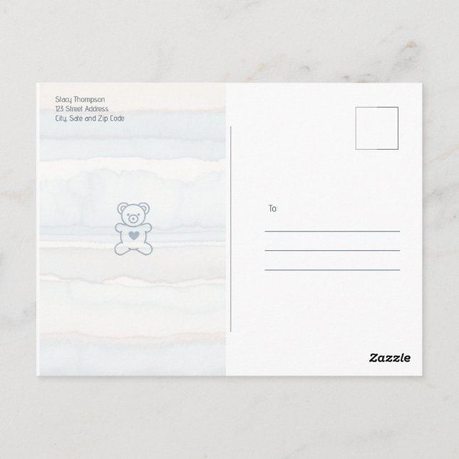 Convite de Chá de Bebê do Ursinho Aconchegante Cas (Verso)