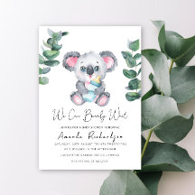 Convite de Chá de Bebê do Ursinho Koala