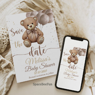 Convite de Chá de Bebê do Ursinho Teddy salve a da