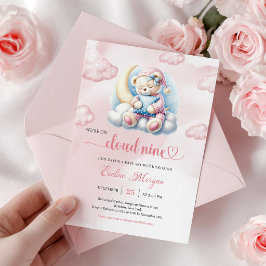 Convite de Chá de Bebê do Urso Teddy Encantador Nu