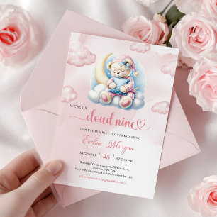 Convite de Chá de Bebê do Urso Teddy Encantador Nu