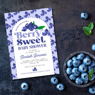 Convite de Chá de Bebê Doce Mirtilo Azul Periwinkl