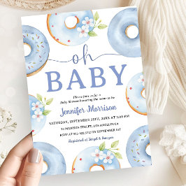 Convite de Chá de Bebê Donuts Azuis