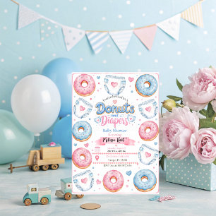 Convite de Chá de Bebê Donuts e Fraldas