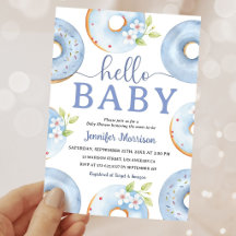 Convite de Chá de Bebê Donuts Hello Baby Blue