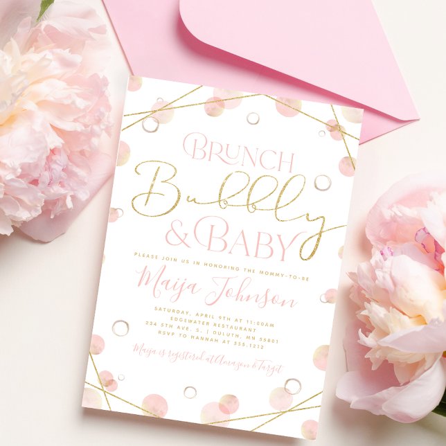 Convite de Chá de Bebê e Espumante para Brunch (Criador carregado)