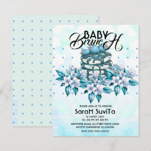 Convite de Chá de Bebê Editable Blueberry Baby Bru