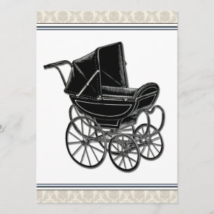 Convite de Chá de Bebê Elegante Vintage Bege Damas