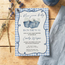 Convite de Chá de Bebê em Denim Blue Jean
