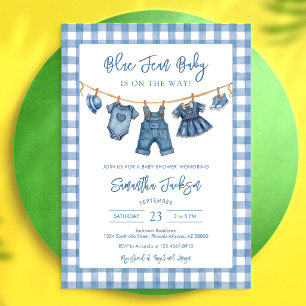 Convite de Chá de Bebê em Denim Blue Jean