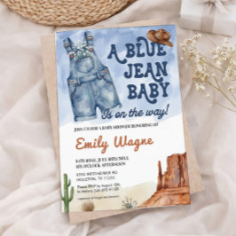 Convite de Chá de Bebê em Jeans Azul Denim