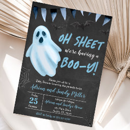 Convite de Chá de Bebê Fantasma Azul no Halloween
