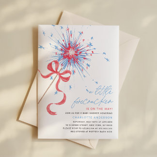 Convite de Chá de Bebê Firecracker 4 de Julho