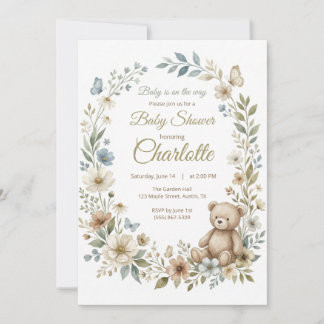 Convite de Chá de Bebê Flor Silvestre