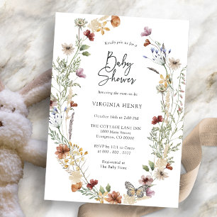 Convite de Chá de Bebê Flor Silvestre