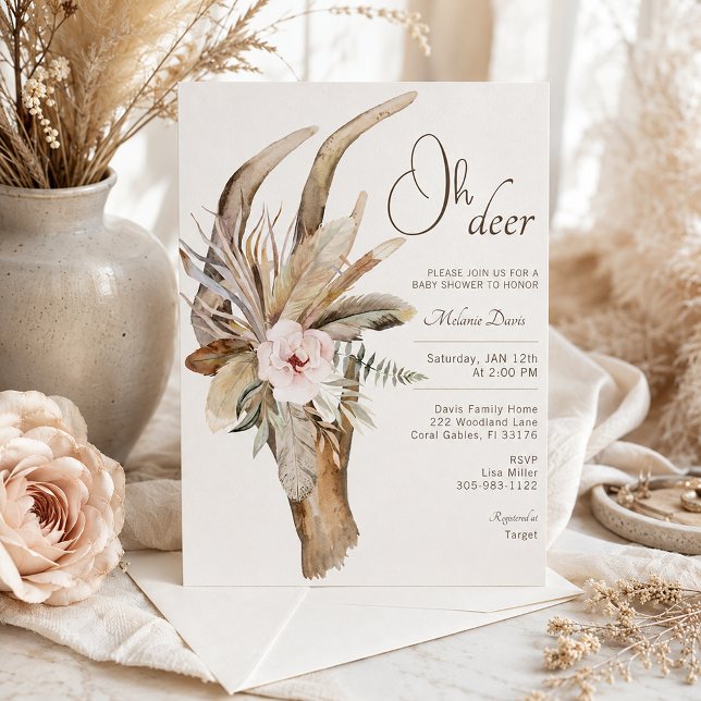 Convite de Chá de Bebê Floral Boho Rústico (Rustic Boho Baby Shower Invitation

)