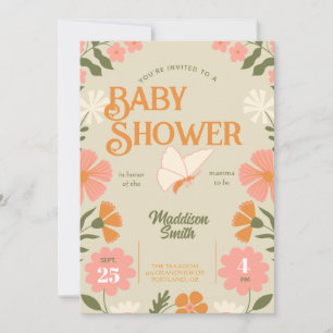 Convite de Chá de Bebê Floral Borboleta