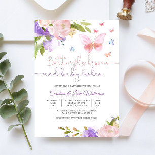 Convite de Chá de Bebê Floral Borboleta