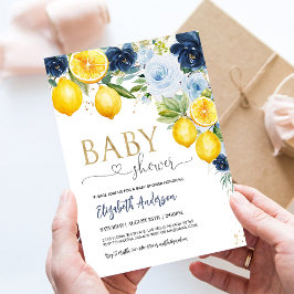 Convite de Chá de Bebê Floral Cítrico Limão Marinh
