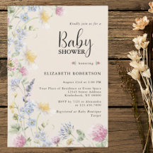 Convite de Chá de Bebê Floral de Flores Silvestres