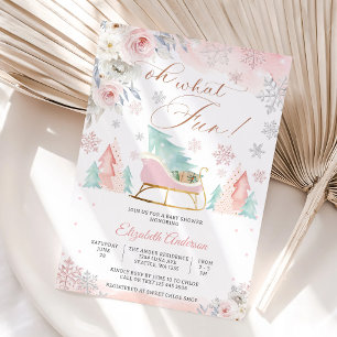 Convite de Chá de Bebê Floral de Inverno