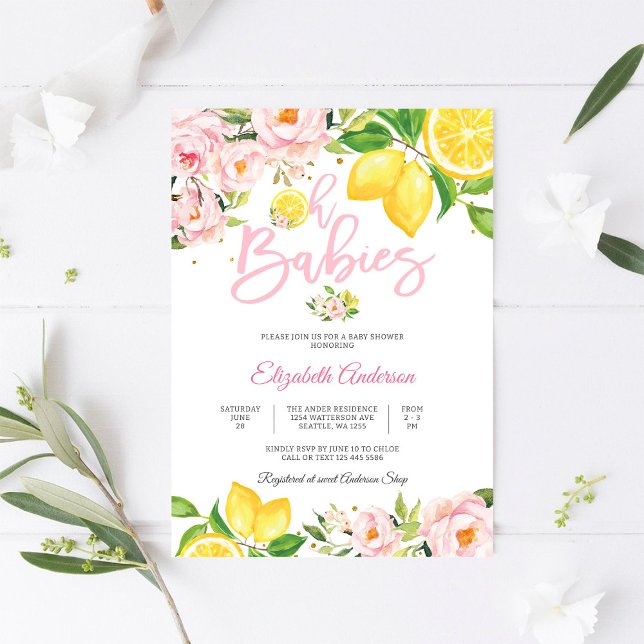 Convite de Chá de Bebê Floral de Limão (Criador carregado)