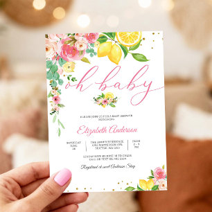 Convite de Chá de Bebê Floral de Limão
