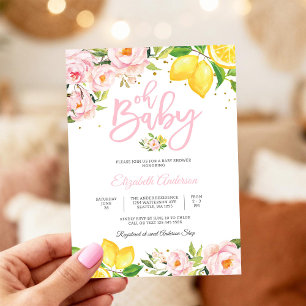 Convite de Chá de Bebê Floral de Limão