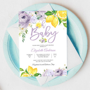 Convite de Chá de Bebê Floral de Limão