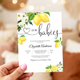 Convite de Chá de Bebê Floral de Limão