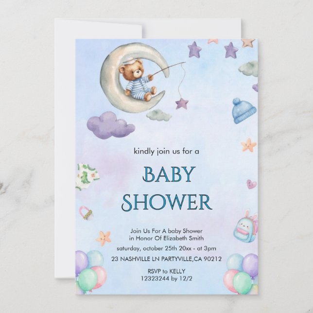 Convite de Chá de Bebê Floral Elegante (Frente)