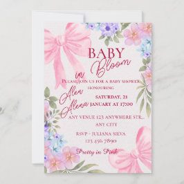 Convite de chá de bebê floral em aquarela