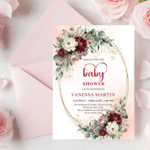 Convite de Chá de Bebê Floral Marrom Bonito em Dou