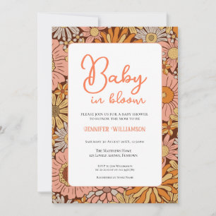 Convite de chá de bebê floral retrô