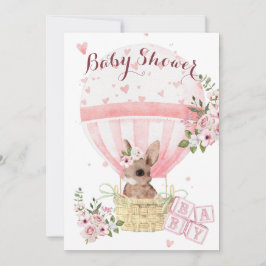 Convite de Chá de Bebê Floral Rosa Coelhinho de Be