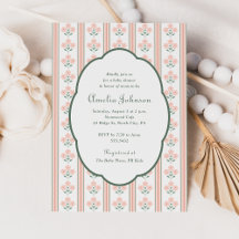 Convite de Chá de Bebê Floral Rosa Elegante