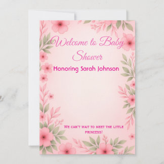 Convite de Chá de Bebê Floral Rosa Elegante