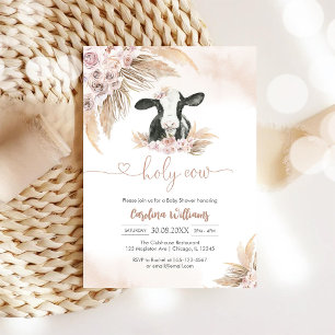 Convite de Chá de Bebê Floral Vaca Sagrada